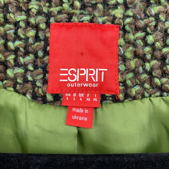 Vintage Esprit Double Breasted Wool Peacoat Womens Size Large Green Black Marled - Picture 5 of 6